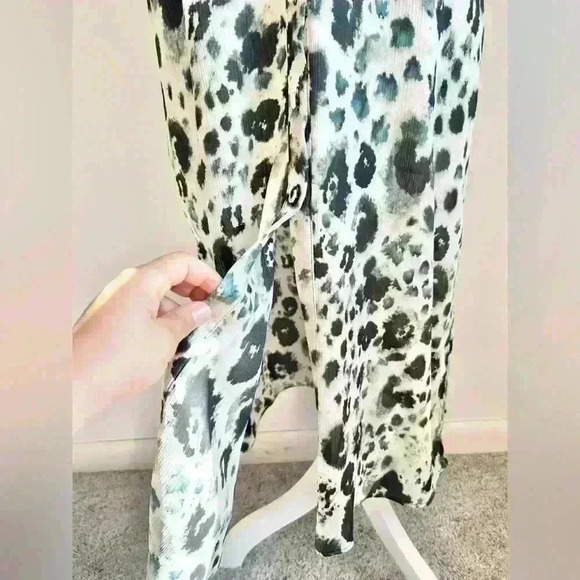 Zara Z1975 Denim Leopard Blue Tone Side Slit Button Down Sleeveless Maxi Dress - Picture 7 of 10